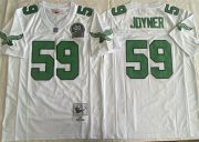 Cheap Men's Philadelphia Eagles #59 Seth Joyner White Throwback Stitched Football Jersey