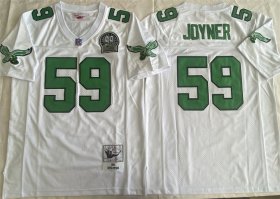Cheap Men\'s Philadelphia Eagles #59 Seth Joyner White Throwback Stitched Football Jersey