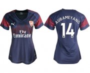 Wholesale Cheap Women's Arsenal #14 Aubameyang Away Soccer Club Jersey