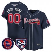 Men's Atlanta Braves Customized Navy 2024 Spring Training Patch Limited Stitched Baseball Jersey Cheap Wholesale