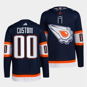 Cheap Men\'s Edmonton Oilers Custom Navy 2022-23 Reverse Retro Stitched Jersey