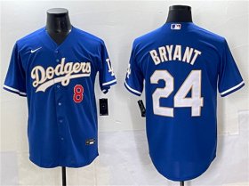 Cheap Men\'s Los Angeles Dodgers Front #8 Back #24 Kobe Bryant Blue Gold Cool Base Stitched Baseball Jersey