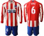 Wholesale Cheap Atletico Madrid #6 Koke Home Long Sleeves Soccer Club Jersey
