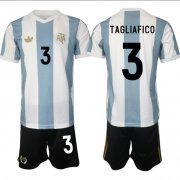Men's Argentina #3 Nicolas Tagliafico White Blue 2024-25 50th Anniversary Home Soccer Jersey Suit Cheap