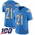 Wholesale Cheap Nike Chargers #21 LaDainian Tomlinson Electric Blue Alternate Men's Stitched NFL 100th Season Vapor Limited Jersey