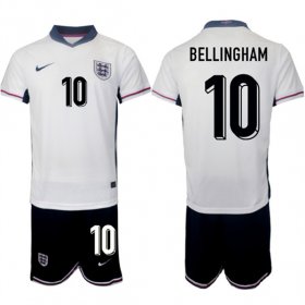 Men\'s England #10 Jude Bellingham 2024-25 White Home Soccer Jersey Suit