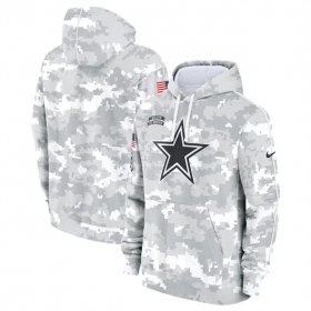 Men\'s Dallas Cowboys 2024 Arctic Camo Salute To Service Club Fleece Pullover Hoodie