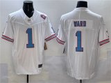 Cheap Men's Tennessee Titans #1 Cameron Ward White 2025 Draft F.U.S.E. 1997 Throwback Patch Vapor Limited Football Stitched Jersey