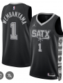 Men's San Antonio Spurs #1 Victor Wembanyama Black 2025 Statement Edition Stitched Basketball Jersey