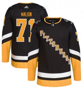 Wholesale Cheap Men\'s Pittsburgh Penguins #71 Evgeni Malkin 2021-2022 Black Stitched Jersey