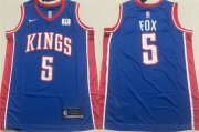 Cheap Men's Sacramento Kings #5 De'Aaron Fox Blue Stitched Jersey