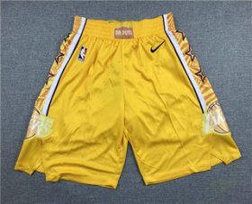 Wholesale Cheap Men\'s Los Angeles Lakers Yellow 2020 Nike City Edition Swingman Shorts