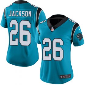 Wholesale Cheap Nike Panthers #26 Donte Jackson Blue Women\'s Stitched NFL Limited Rush Jersey