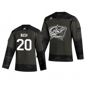 Wholesale Cheap Columbus Blue Jackets #20 Riley Nash Adidas 2019 Veterans Day Men\'s Authentic Practice NHL Jersey Camo
