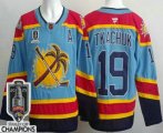Cheap Men's Florida Panthers #19 Matthew Tkachuk Blue 2025 Stanley Cup Champions Authentic Jersey