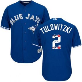 Wholesale Cheap Blue Jays #2 Troy Tulowitzki Blue Team Logo Fashion Stitched MLB Jersey