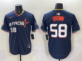 Men\'s Houston Astros #58 Hunter Brown Navy 2025 City Connect Limited Stitched Baseball Jersey Cheap Wholesale