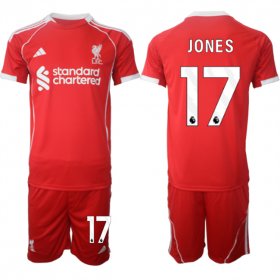 Men\'s Liverpool #17 Curtis Jones 2025 Red Home Soccer Jersey Suit