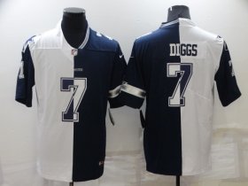 Wholesale Cheap Men\'s Dallas Cowboys #7 Trevon Diggs White Blue Two Tone 2021 Vapor Untouchable Stitched NFL Nike Limited Jersey