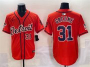 Cheap Men's Detroit Tigers #31 Riley Greene Orange With Patch Vapor Premier Limited Stitched Baseball Jersey