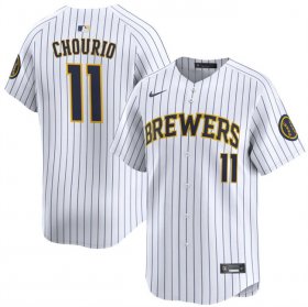 Cheap Men\'s Milwaukee Brewers #11 Jackson Chourio White 2024 Alternate Limited Stitched Baseball Jersey