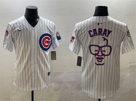 Men\'s Chicago Cubs White Harry Caray \'Holy Cow\' Patch Limited Stitched Baseball Jersey Cheap
