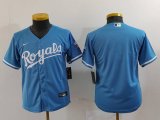 Cheap Youth Kansas City Royals Blank Light Blue Cool Base Stitched Jersey