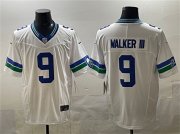 Men's Seattle Seahawks #9 Kenneth Walker III White F.U.S.E. Throwback Vapor Limited Football Stitched Jersey Cheap Wholesale