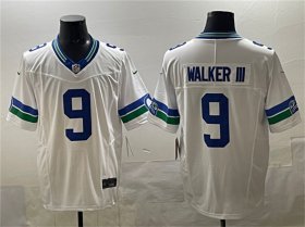 Men\'s Seattle Seahawks #9 Kenneth Walker III White F.U.S.E. Throwback Vapor Limited Football Stitched Jersey Cheap Wholesale