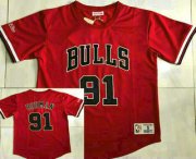 Cheap Men's Chicago Bulls #91 Dennis Rodman Red Short Sleeved AU Throwback Jersey