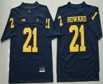 Wholesale Cheap Men's Michigan Wolverines #21 Desmond Howard Navy Blue Stitched NCAA Brand Jordan College Football Jersey