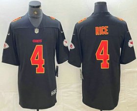 Cheap Men\'s Kansas City Chiefs #4 Rashee Rice Black Fashion Vapor Limited Stitched Jersey