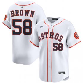 Men\'s Houston Astros #58 Hunter Brown White 2025 Home Limited Stitched Baseball Jersey Cheap Wholesale