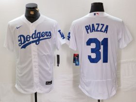 Cheap Men\'s Los Angeles Dodgers #31 Mike Piazza White Flex Base Stitched Baseball Jersey