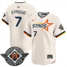 Men\'s Houston Astros #7 C.J. Stroud Cream 2025 City Connect Limited Stitched Baseball Jersey Cheap
