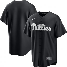 Men\'s Philadelphia Phillies Blank Black Lights Out Limited Stitched Baseball Jersey