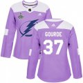Cheap Adidas Lightning #37 Yanni Gourde Purple Authentic Fights Cancer Women's 2020 Stanley Cup Champions Stitched NHL Jersey