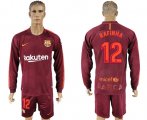Wholesale Cheap Barcelona #12 Rafinha Sec Away Long Sleeves Soccer Club Jersey