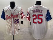 Men's Detroit Tigers #25 Gleyber Torres White 2025 Memorial Day Vapor Premier Limited Stitched Baseball Jersey Cheap Wholesale