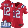 Wholesale Cheap Nike Patriots #12 Tom Brady Red Alternate Super Bowl LIII Bound Women's Stitched NFL Vapor Untouchable Limited Jersey
