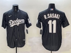 Men\'s Los Angeles Dodgers #11 Roki Sasaki Black Cool Base Stitched Baseball Jersey Cheap