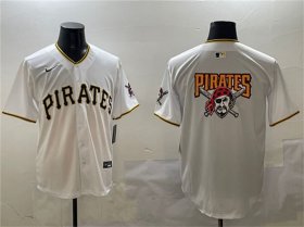 Men\'s Pittsburgh Pirates Team Big Logo White Home Limited Stitched Baseball Jersey Cheap