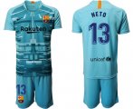 Wholesale Cheap Barcelona #13 Neto Light Blue Goalkeeper Soccer Club Jersey