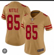 Women's San Francisco 49ers #85 George Kittle Gold Vapor Alternate Football Stitched Jersey(Run Small) Cheap Wholesale