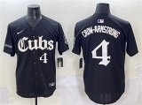 Men's Chicago Cubs #4 Pete Crow-Armstrong Black 'Gothic North Side Edition' Vapor Premier Limited Stitched Baseball Jersey Cheap