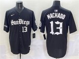 Cheap Men's San Diego Padres #13 Manny Machado Black Gothic Edition Vapor Limited Stitched Baseball Jersey