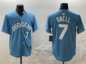 Men\'s Los Angeles Dodgers #7 Blake Snell Light Blue Limited Stitched Baseball Jersey Cheap