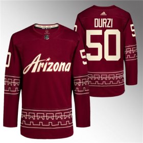 Cheap Men\'s Arizona Coyotes #50 Sean Durzi Garnet Alternate Pro Jersey