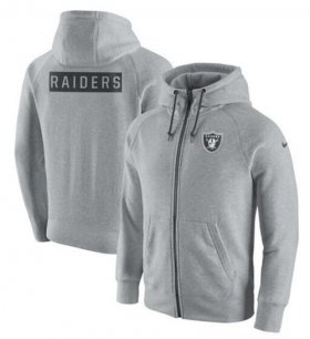 Wholesale Cheap Men\'s Las Vegas Raiders Nike Ash Gridiron Gray 2.0 Full-Zip Hoodie