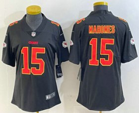 Cheap Women\'s Kansas City Chiefs #15 Patrick Mahomes Black Fashion Vapor Limited Stitched Jersey